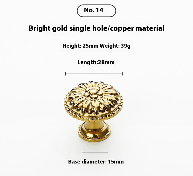 Bright Gold Wardrobe Drawer Cabinet Copper Handle - HAUSSLYON