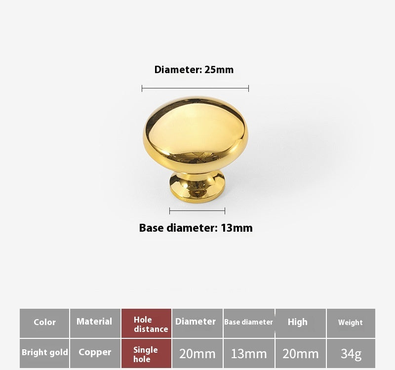 Bright Gold Wardrobe Drawer Cabinet Copper Handle - HAUSSLYON