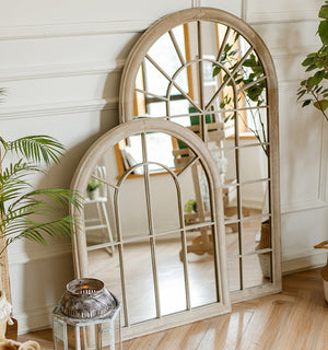 Miroir mural français rétro RENFAN avec fausse fenêtre décorative pour entrée ou salon, style vintage élégant.