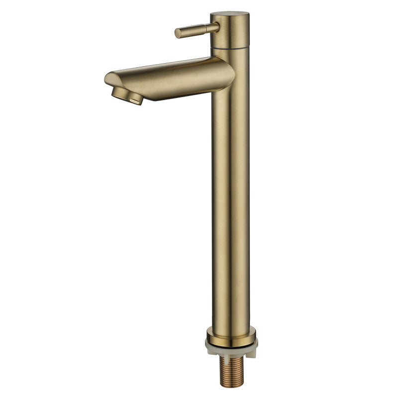 Stainless Steel Brushed Gold Ingle Handle Faucet With Cold Basin - HAUSSLYON
