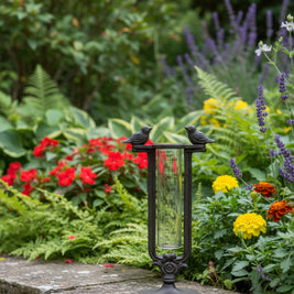Retro Pastoral Creative Pure Handcrafted Cast Iron Double-bird Rain Gauge - HAUSSLYON