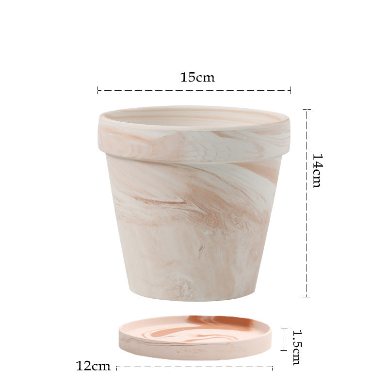 Gradient Macchiato Red And White Pottery Natural Pot Vegetarian Burning Breathable And Absorbent Large Type Green Plants Meaty - HAUSSLYON