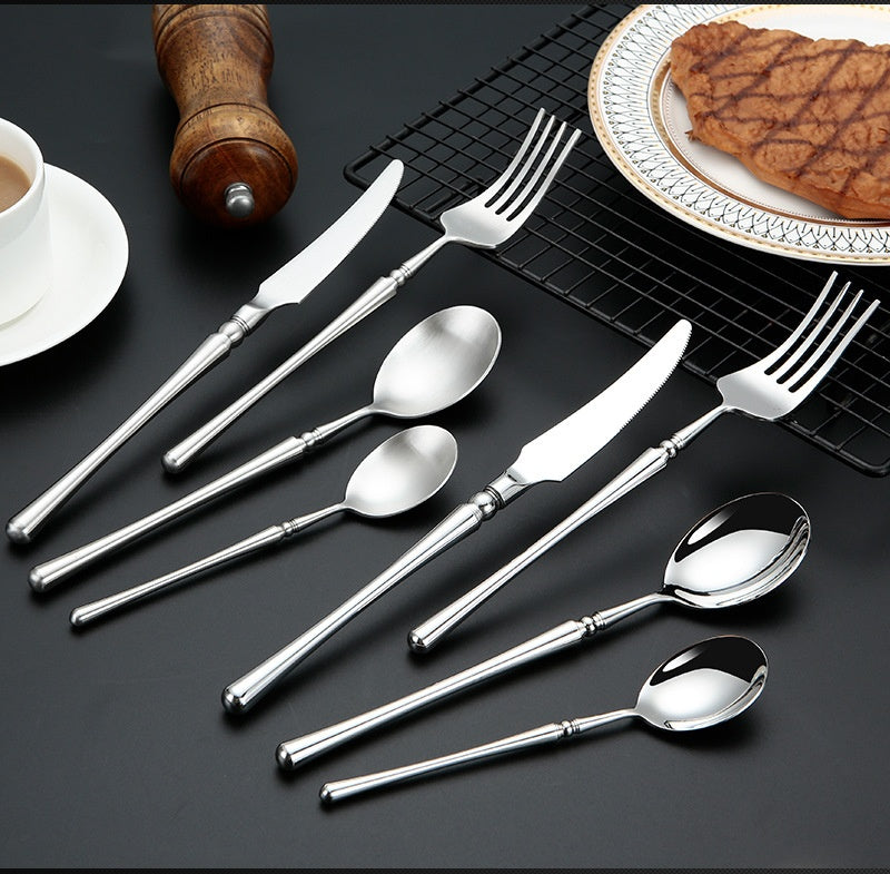 Couverts VidaXL Cheverny en acier inoxydable, ensemble de fourchettes, couteaux et cuillères élégants, pour repas sophistiqués