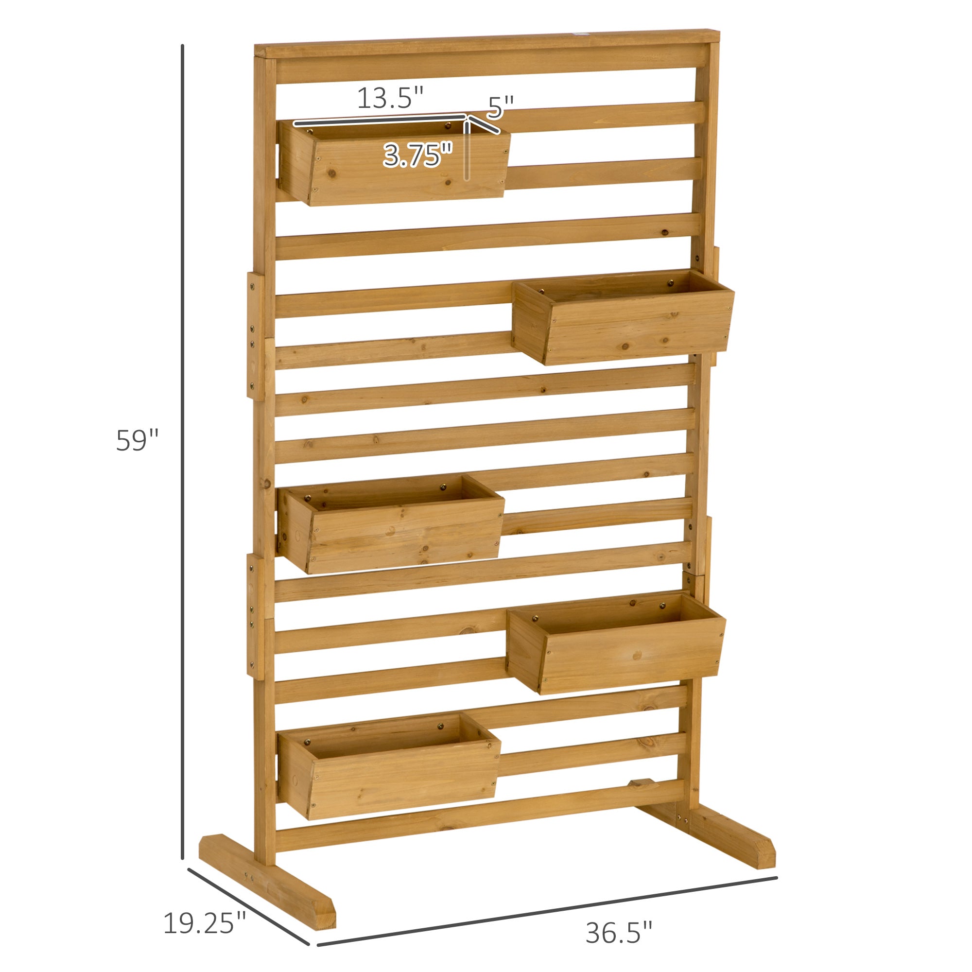 Wooden Plant Trellis Stand with 5 Hanging Planter Boxes, Freestanding Outdoor Plant Stand for Patio, Garden, Balcony, Porch - HAUSSLYON
