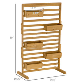 Support en bois pour plantes AOSOM, structure solide avec plate-forme en bois pour soutenir les plantes en intérieur ou extérieur.