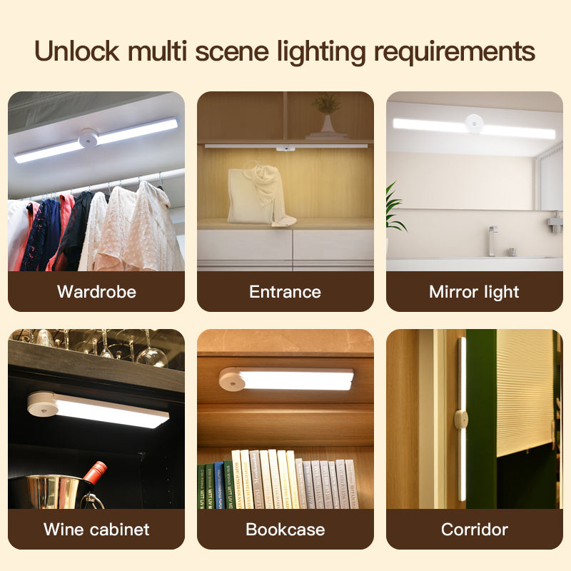 Intelligent Cabinet Light With Foldable Automatic Human Body Sensing Light, Clothing Cabinet Light, Wine Cabinet Light, Strip Light, Magnetic Wall Light - HAUSSLYON