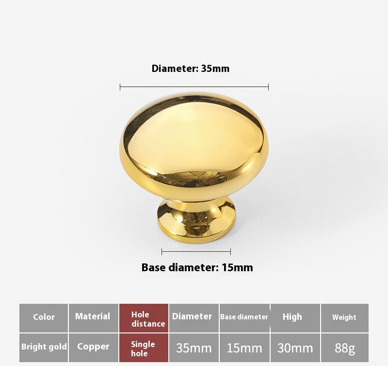 Bright Gold Wardrobe Drawer Cabinet Copper Handle - HAUSSLYON