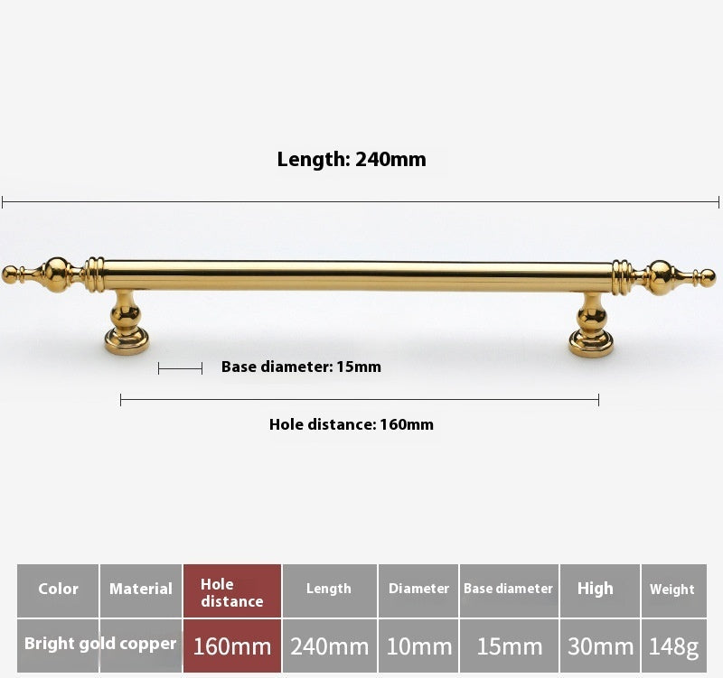 Bright Gold Wardrobe Drawer Cabinet Copper Handle - HAUSSLYON