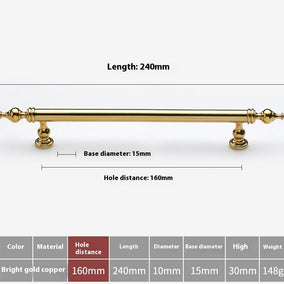 Bright Gold Wardrobe Drawer Cabinet Copper Handle - HAUSSLYON