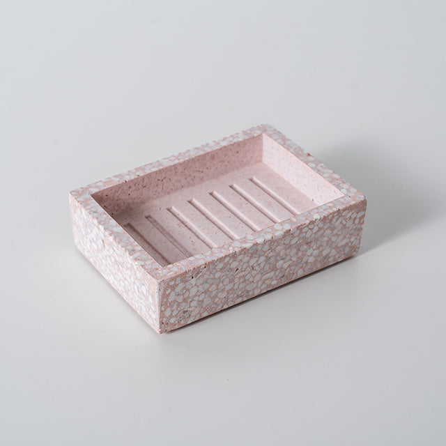 Accessoires de salle de bain VidaXL Verone, ensemble rose carré, comprenant porte-savon et accessoires de rangement.