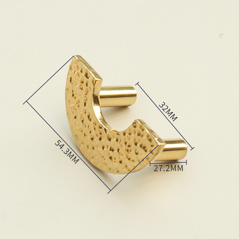 Hammered Finish Semi-Circular Brass Cabinet Door Handle Kitchen Drawer Pull - HAUSSLYON