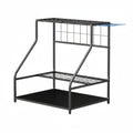 3-Tier Yard Tool Storage Rack, Garden Tool Organizer with Hooks for Long-Handled, Broom, Shovel, Blue - HAUSSLYON