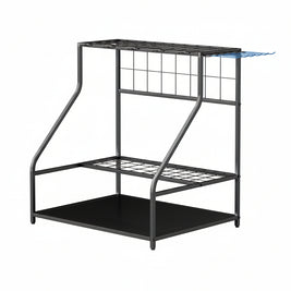 3-Tier Yard Tool Storage Rack, Garden Tool Organizer with Hooks for Long-Handled, Broom, Shovel, Blue - HAUSSLYON