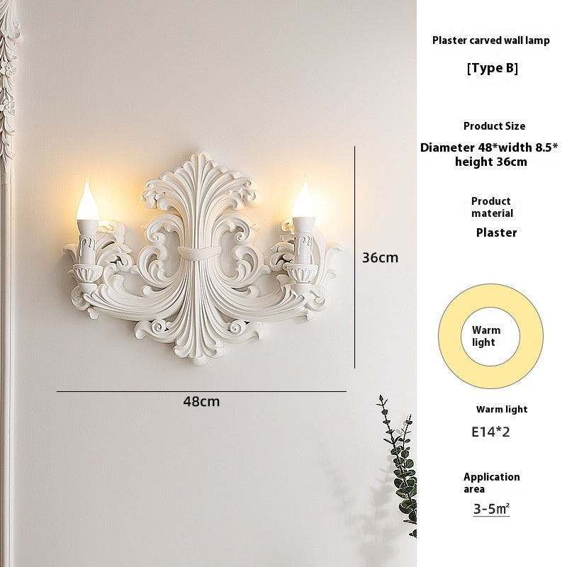 Applique murale Chantilly en plâtre de couleur blanche, lampe décorative avec lumière chaude, accessoire mural VidaXL.