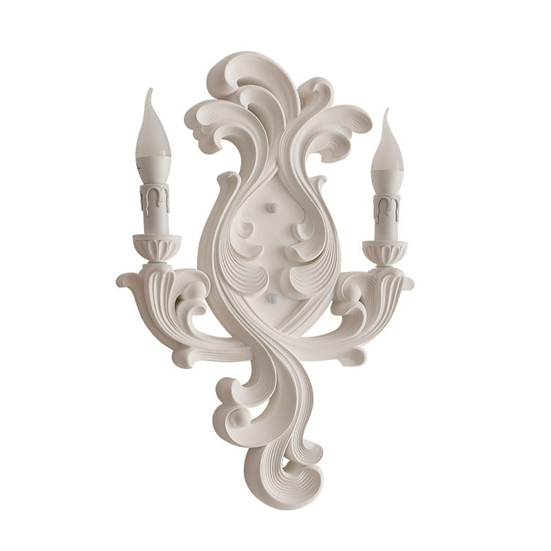 Applique murale Chantilly de VidaXL, accessoire décoratif en plâtre blanc avec lumière chaude pour décoration intérieure.