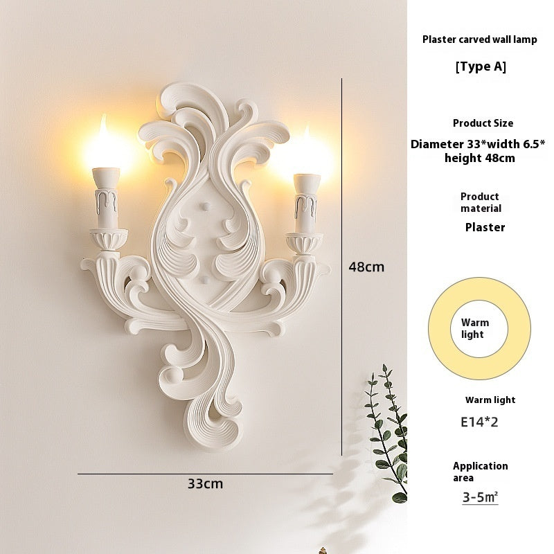 Applique murale Chantilly en plâtre blanc de VidaXL, accessoire décoratif avec lumière chaude pour intérieur.