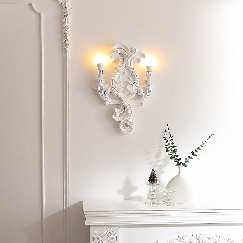 Applique murale Chantilly de VidaXL, accessoire décoratif en plâtre blanc avec lumière chaude, style moderne pour intérieur.