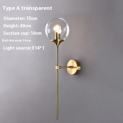 Simple Glass Wall Lamp Creative Bedroom Bedside Lamp - HAUSSLYON
