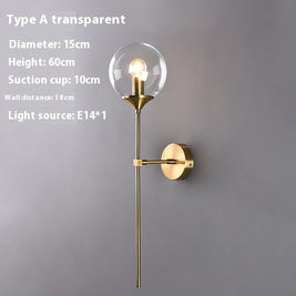 Simple Glass Wall Lamp Creative Bedroom Bedside Lamp - HAUSSLYON