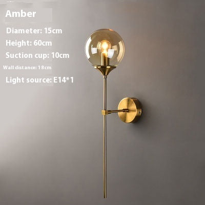 Simple Glass Wall Lamp Creative Bedroom Bedside Lamp - HAUSSLYON