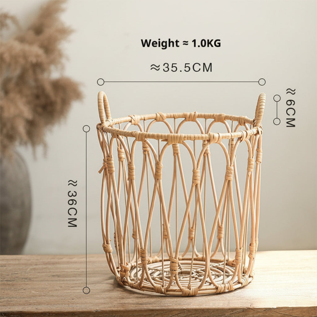 Rattan Storage Basket Woven Dirty Clothes Storage - HAUSSLYON