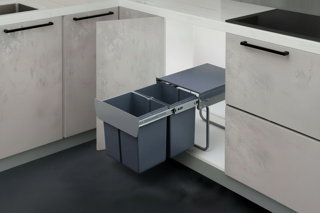 Cabinet Embedded Trash Can Hidden With Lid - HAUSSLYON