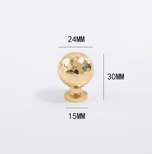 Brass Light Luxury Hammer Patterned Round Ball Long Handle - HAUSSLYON