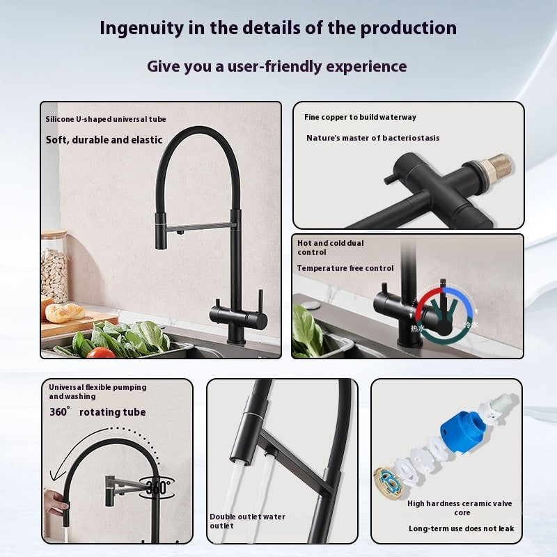 Kitchen Copper Pure Water Three-in-one Faucet - HAUSSLYON