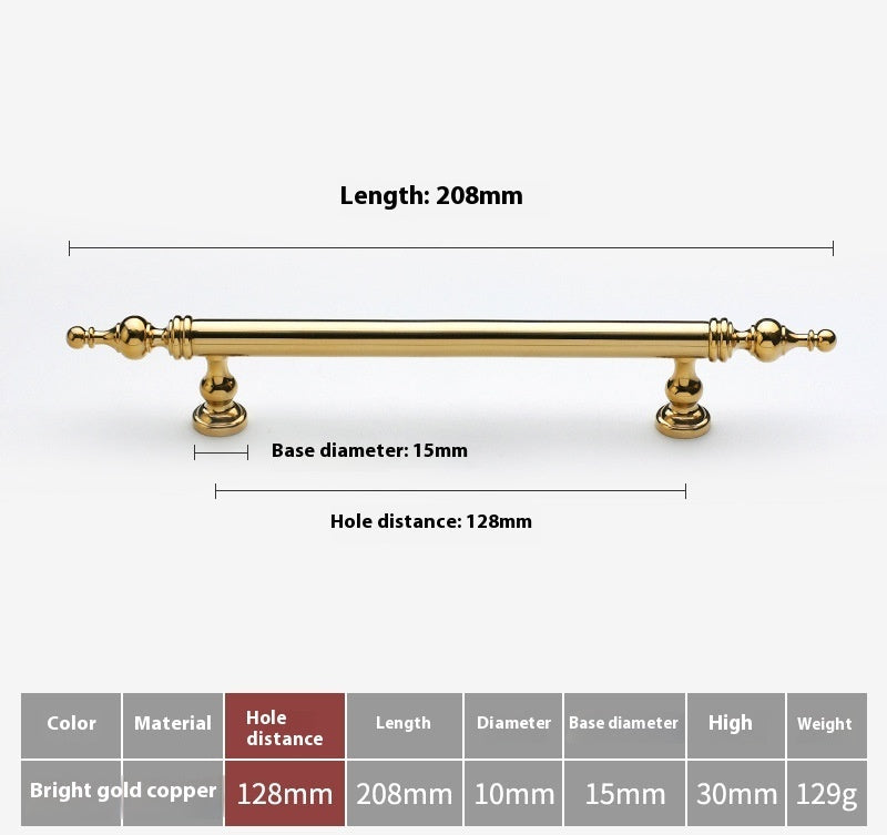 Bright Gold Wardrobe Drawer Cabinet Copper Handle - HAUSSLYON