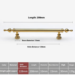 Bright Gold Wardrobe Drawer Cabinet Copper Handle - HAUSSLYON