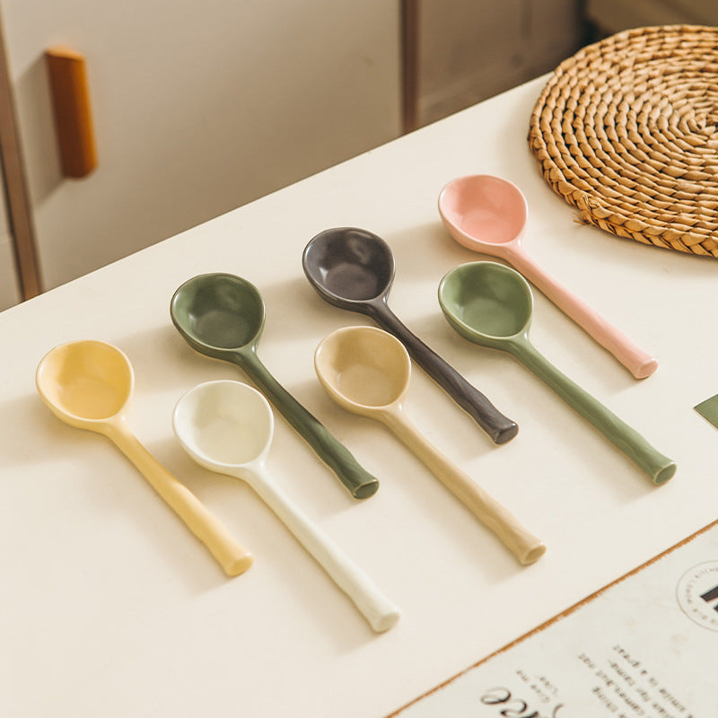 Cute Good-looking Creative Ceramic Household Eating Long Spoon - HAUSSLYON