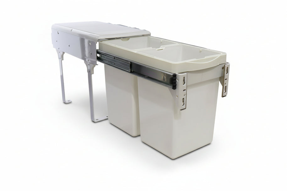Poubelle coulissante VidaXL Beny en acier avec couvercle, design moderne et pratique pour cuisine ou bureau.