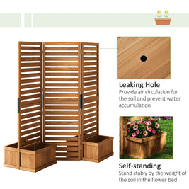 Treillis en bois AOSOM avec quatre jardinières en bois pour jardinage ou décoration extérieure.