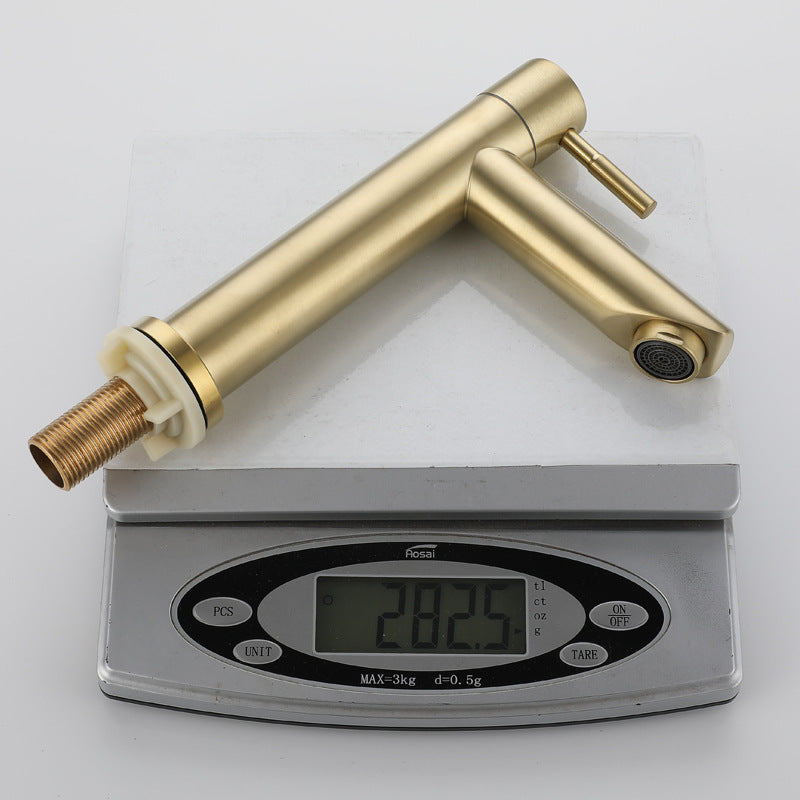 Stainless Steel Brushed Gold Ingle Handle Faucet With Cold Basin - HAUSSLYON