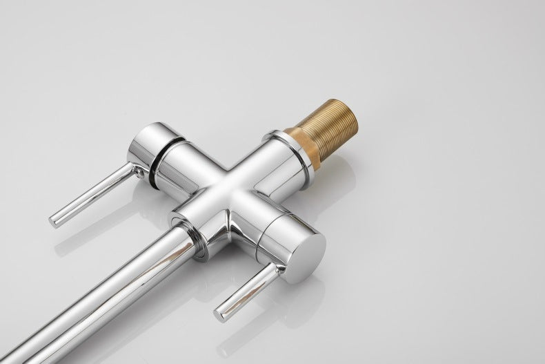Robinet de cuisine RENFAN Laval en acier inoxydable avec bec pivotant et commandes faciles.