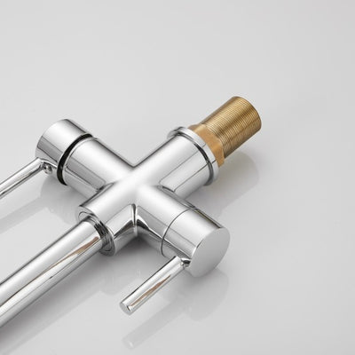 Robinet de cuisine RENFAN Laval en acier inoxydable avec bec pivotant et commandes faciles.