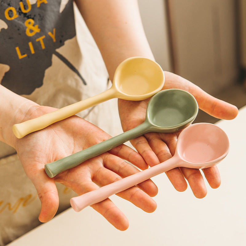 Cute Good-looking Creative Ceramic Household Eating Long Spoon - HAUSSLYON