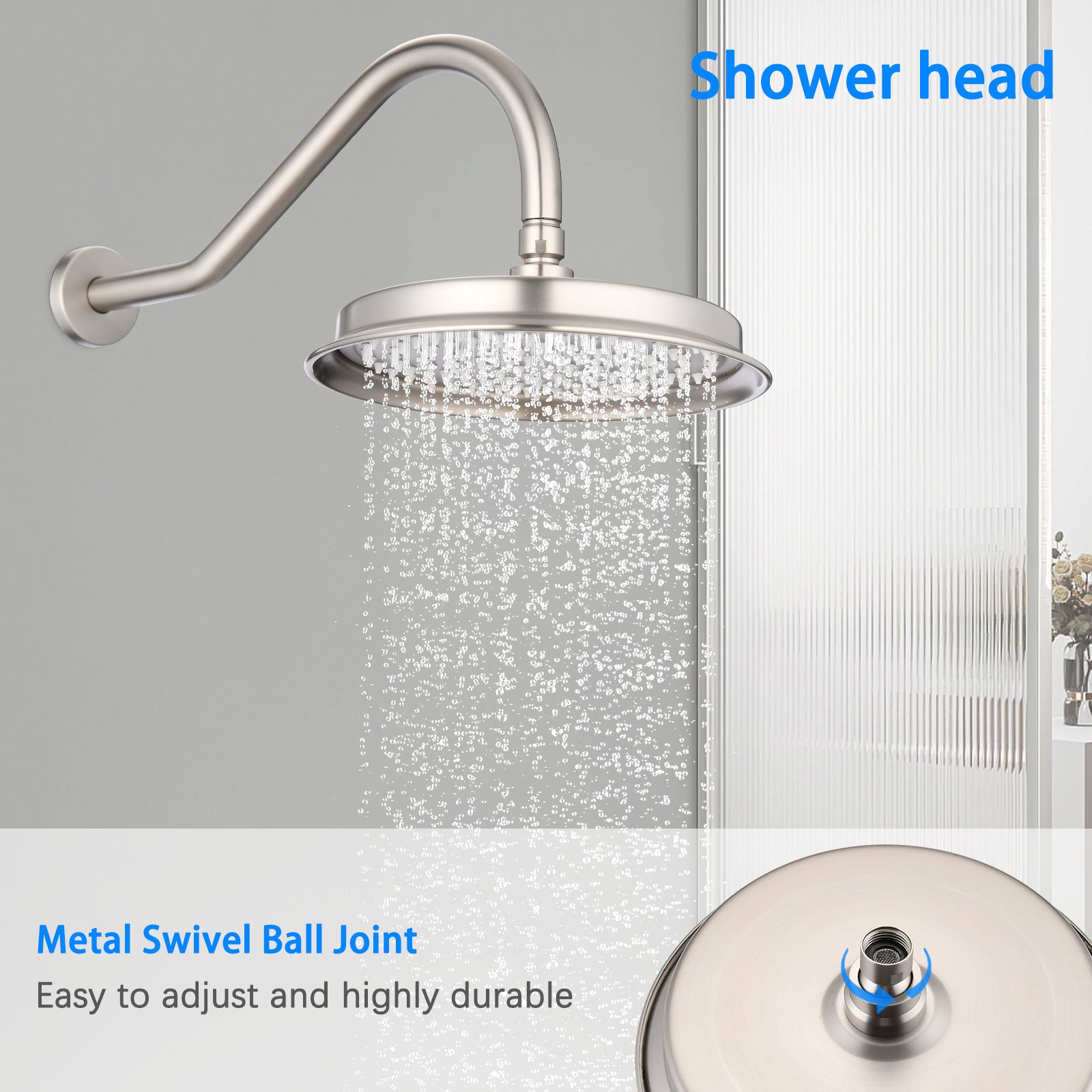 Single-Handle 4-Spray Patterns Bathroom Rain Shower Faucet With Body Jet Handshower In Brushed Nickel  Valve Included - HAUSSLYON