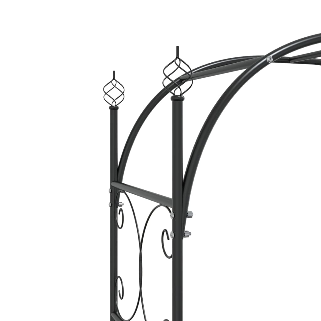 Garden Arch with Gate Black 108x45x235 cm Steel - HAUSSLYON