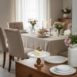 Plateau à dessert en bois et porcelaine VidaXL, décor élégant avec surface en bois et détails en porcelaine.