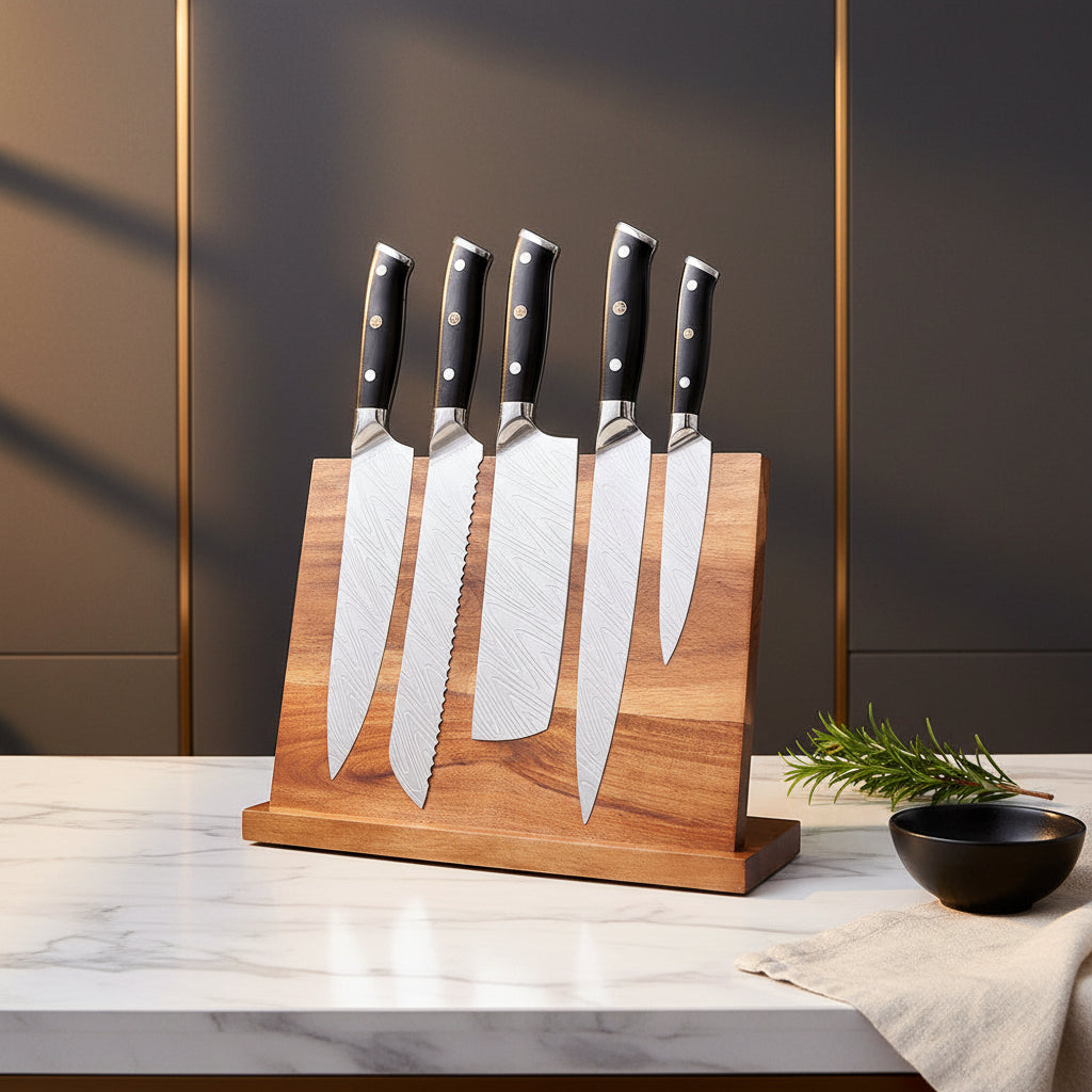 Kitchen Magnetic Wooden Knife Holder - HAUSSLYON