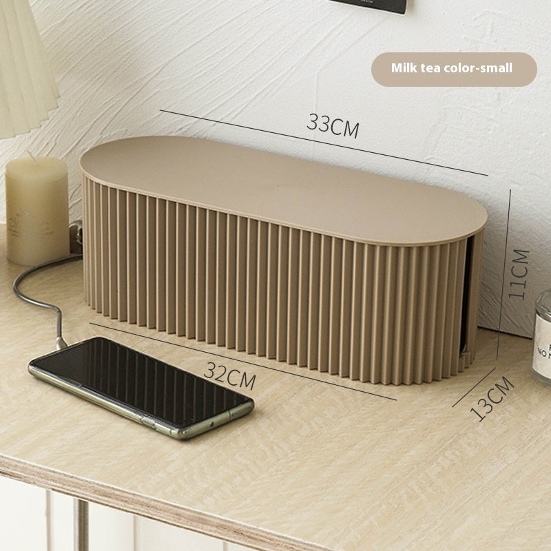Boîtier de rangement VidaXL Macaron blanc, grand, avec compartiments pour organisation, vu de face.