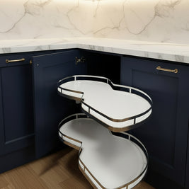 Étagère d'angle double coulissante VidaXL Sherbrooke, rangement pratique en bois avec structure en métal, installation murale élégante.