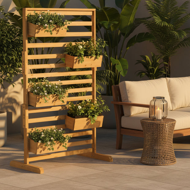 Support en bois pour plantes AOSOM, structure solide avec plusieurs niveaux pour soutenir et décorer les plantes d'intérieur.