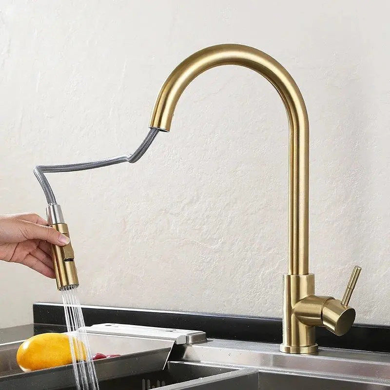 Stainless Steel Kitchen Pull-out Retractable Faucet - HAUSSLYON