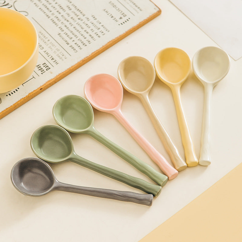 Cute Good-looking Creative Ceramic Household Eating Long Spoon - HAUSSLYON