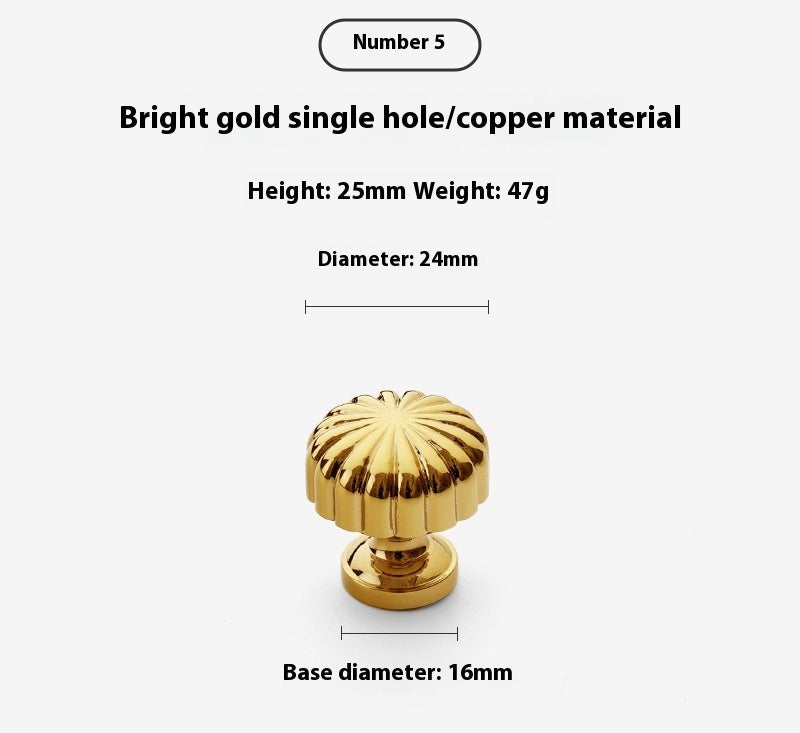 Bright Gold Wardrobe Drawer Cabinet Copper Handle - HAUSSLYON