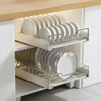 Rangement pour vaisselle coulissant Windsor de VidaXL, espace organisé avec tiroirs en bois et métal pour cuisine moderne