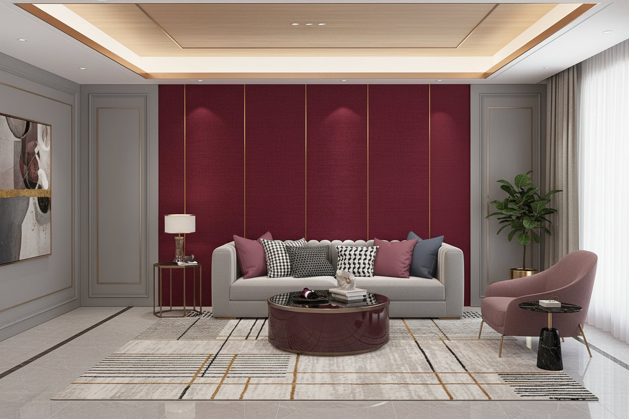 Self-adhesive Wall Covering Thickened Linen Texture Bedroom Headboard Wallpaper - HAUSSLYON