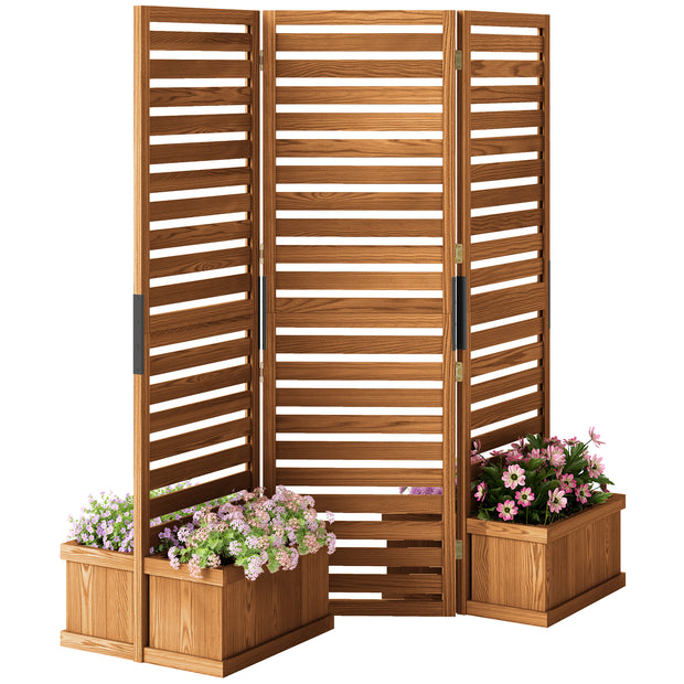 Treillis en bois AOSOM avec 4 jardinières, structure légère et décorative pour jardin ou terrasse.